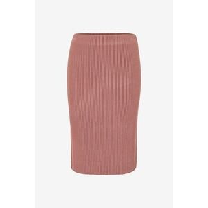 Vince Ribbed Knit Pencil Skirt Womens Large Dusty Rose Pull On Stretch Midi